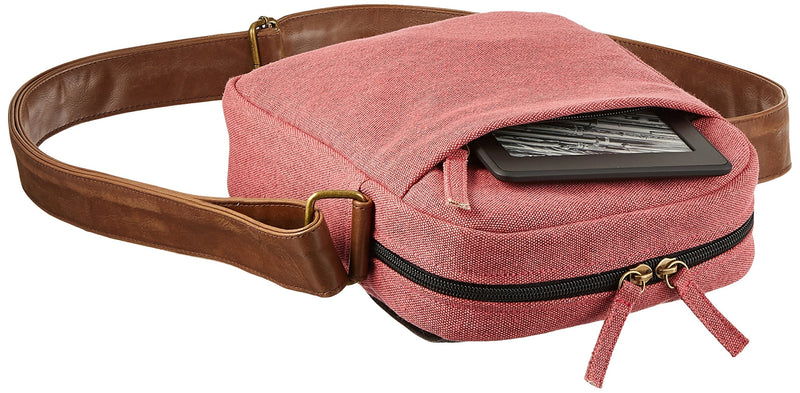 shoulder travel bag for Kindle in maroon / grey