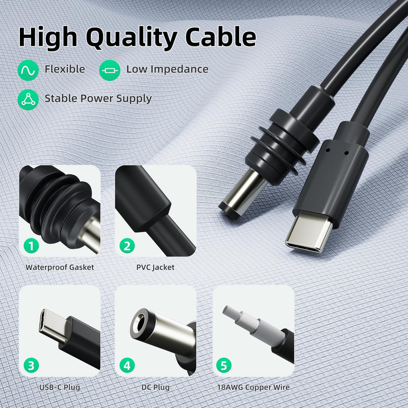 EAZUSE Starlink Mini USB C Power Cable, 100W 16.4FT/5M Power Cable + Starlink Mini Case Cover, Luquid Silicone Protective Case