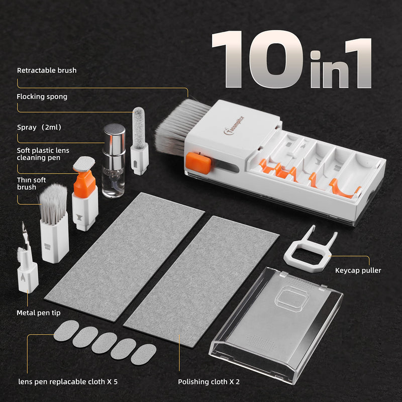 Laptop Cleaning Kit Keyboard Cleaner, Keyboard Cleaning Kit Electronics Cleaning Tool for MacBook iPad Phone iPhone Pro, Brush Tool for Tablet, Computer, PC, TV Camera Lens Computer Vacuum Keyboard Bright White