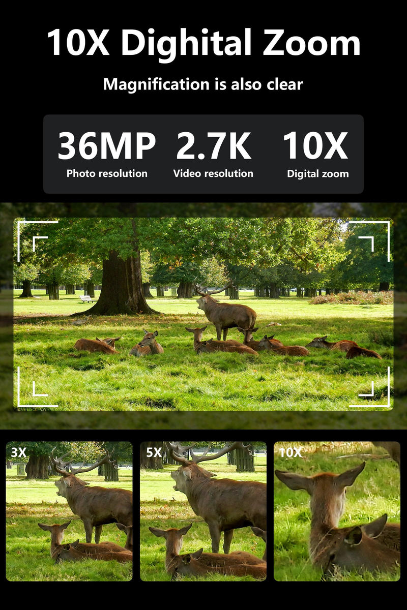 2.7K Night Vision Goggles, 36MP Digital Night Vision Binoculars with 10X Digital Zoom, 850nm IR Illuminator, 3” TFT Screen, Rechargeable Night Vision Scope Supports 128GB Card