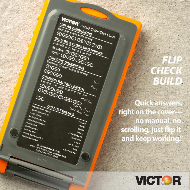 Victor C6000 Advanced Construction Calculator with Protective Case Displays in Fractional or Dimensional Forms Perfect for Carpenters, Renovators,Builders, Contractors, Estimators