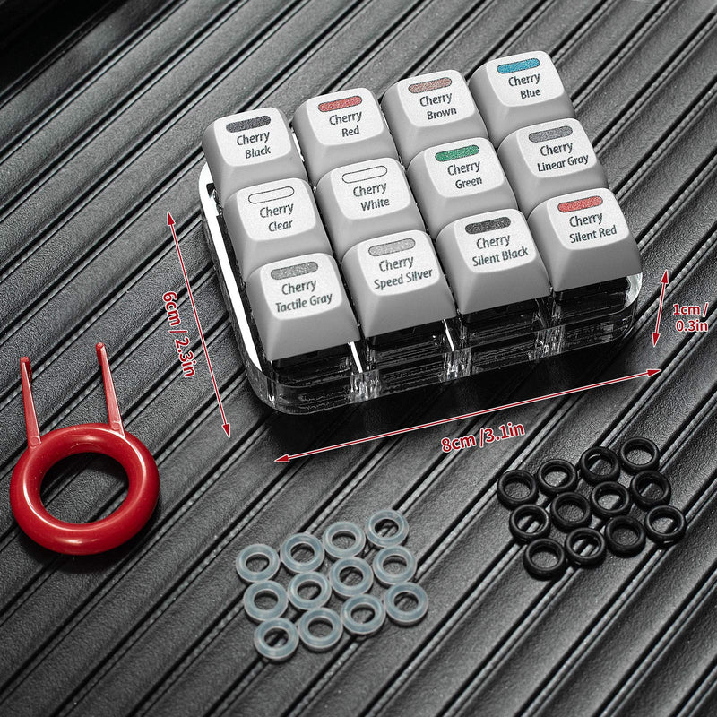Griarrac Cherry MX Switch Tester 12-Key Mechanical Keyboard Sampler Switch Testing Tool with Keycap Puller and 24 O Rings, 40A-L & 40A-R (Printed PBT Keycap Include Linear Gray)