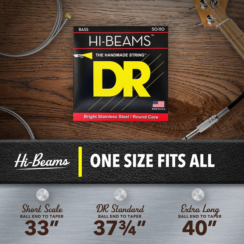 DR Strings - Hi-Beams - Bass Guitar Strings 4-String Set - Medium 45-105 - Stainless Steel Round Core - Bass Guitar Accessories (MR-45) 4-String(45-105)