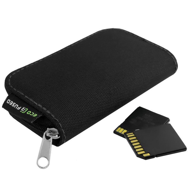 Eco-Fused Memory Card Case - Fits up to 22x SD, SDHC, Micro SD, Mini SD and 4X CF - Holder with 22 Slots - Microfiber Cleaning Cloth Included Black