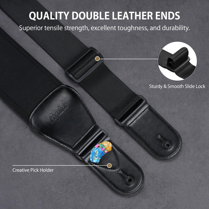 Guitar Strap for Electric Guitar & Bass, Wide Bass Strap Padded Guitar Straps with Adjustable Length 44-54 inches,Pick Holder,Strap Locks & Picks