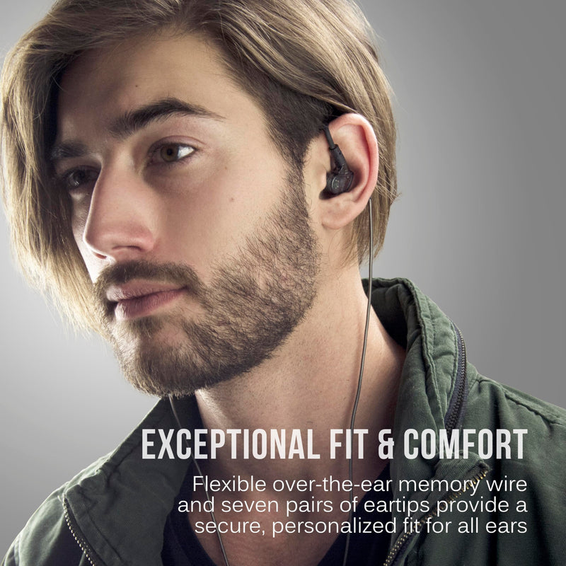 MEE audio M6 PRO In Ear Monitor Headphones for Musicians, 2nd Gen Model With Upgraded Sound, Memory Wire Earhooks & Replaceable Cables, Noise Isolating Professional Earbuds, 2 Cords Included (Black) Black In-Ear Monitors