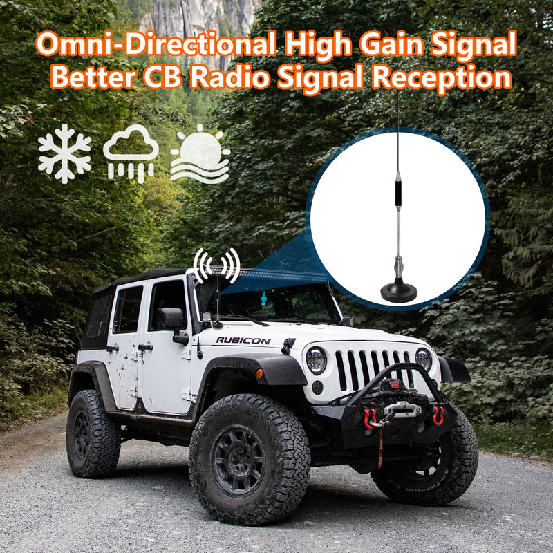 27MHz CB Radio Antenna Full Kit Heavy Duty Magnetic Mount PL259 & BNC Male Connector Car Truck Mobile Base Station Antenna, Compatible with President Midland Cobra Uniden Radio