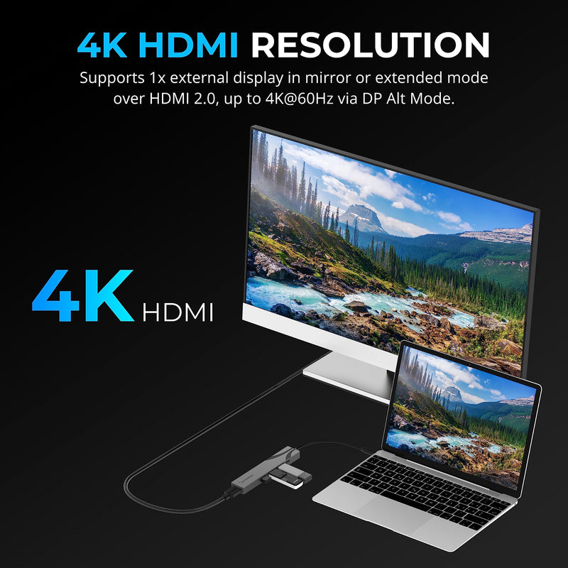 SABRENT USB C NVMe M.2 SSD Enclosure with Multi-Port USB-C Hub (Power Delivery, HDMI, 4K)
