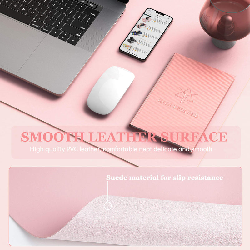 Writing Desk Pad Protector, YSAGi Anti-Slip Thin Mousepad for Computers,Office Desk Accessories Laptop Waterproof Desk Protector for Office Decor and Home (Pink, 35.4" x 17") Pink 35.4" x 17"