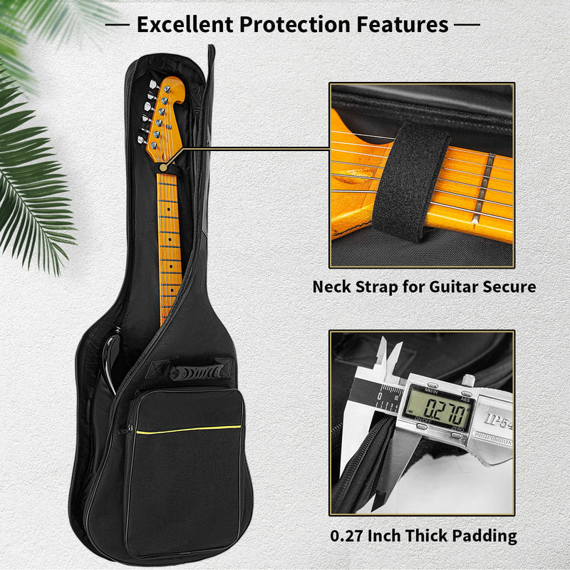 [AUSTRALIA] - 39 Inch Electric Guitar Bag Soft Guitar Case, 6 MM Thick Padded Electric Guitar Gig Bag Waterproof Guitar Backpack with Pockets, Black 