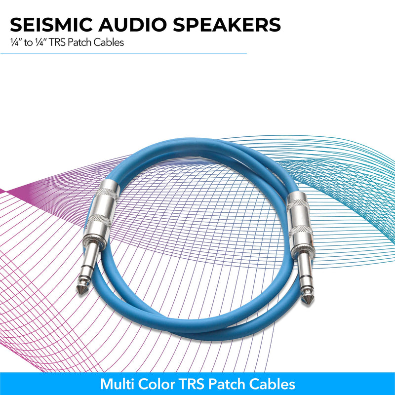 [AUSTRALIA] - Seismic Audio Speakers ¼” to ¼” TRS Patch Cables, 2 Foot Patch Cables, Pack of 6, Multi Color 