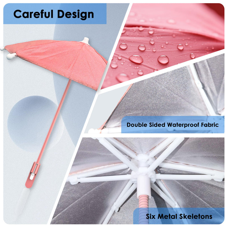 Phone Umbrella Sun Shade Clip-On, Universal Cell Phone Sunshade with UV Protection, Anti-Glare Screen Shield for iPhone & Android, Outdoor Beach Pool Travel Accessory Pink