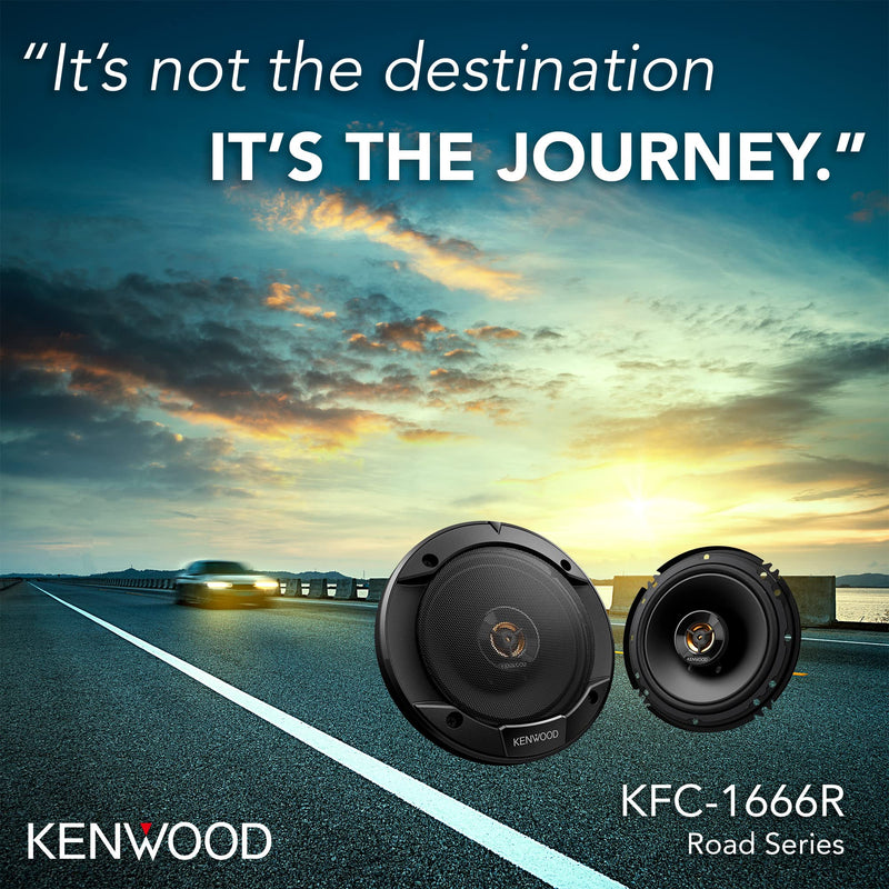 Kenwood KFC-1666R Road Series Car Speakers (Pair) - 6.5" 2-Way Car Coaxial Speakers, 300W, 4-Ohm Impedance, Cloth Woofer & Balanced Dome Tweeter, Heavy Duty Magnet Design 6-1/2" - 300W