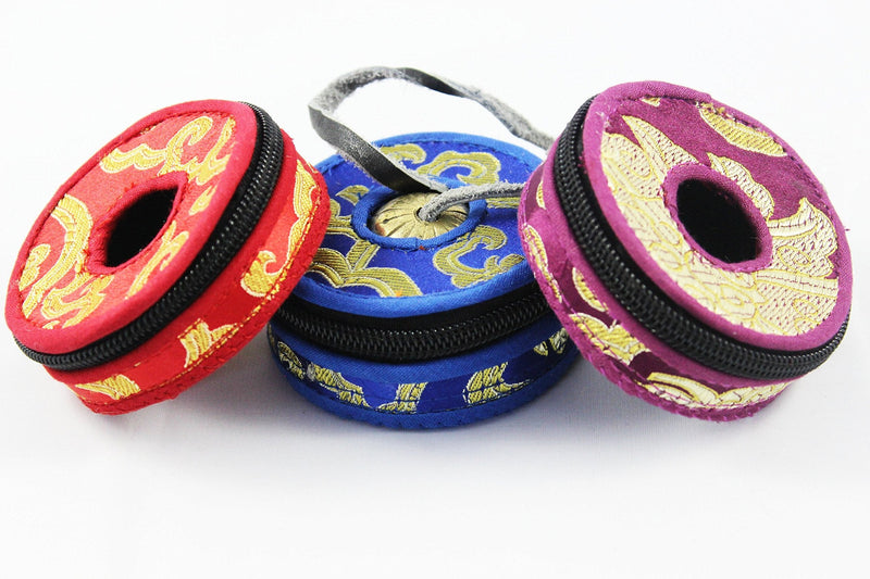 Tingsha/Tibetan Meditation Bell/Finger Cymbals with free Silk Case by Nepalese Handicraft Zone (Brass)