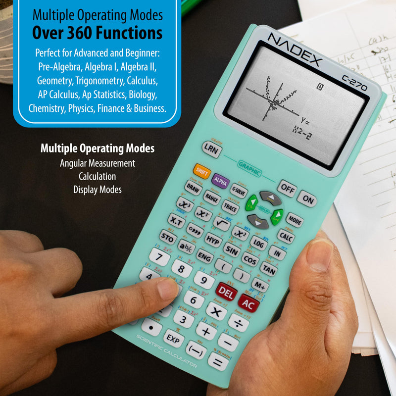 Scientific Calculator with Graph Functions for College and High School Students, Engineering, Advanced Mathematics, Calculus, Algebra, Geometery, Trigonometry, Statistics, Physics, Chemistry - Green Mint