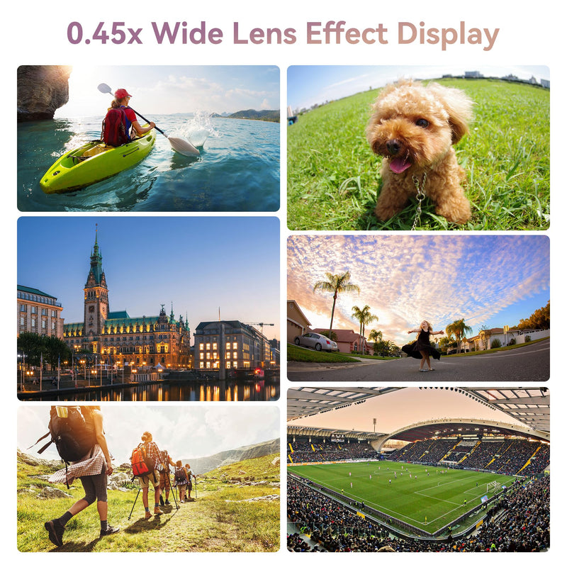 [AUSTRALIA] - 2 in 1 Phone Camera Lens Kit for iPhone and Android, 12.5X Macro Lens and 0.45X Wide Angle Lens Phone Lens Attachment with Travel Bag 0.45W 