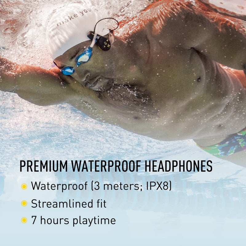 [AUSTRALIA] - FINIS Duo - High-Quality Underwater MP3 Player - Waterproof Bone Conduction Swimming Headphones for the Pool - Great Addition to Pool and Swimming Accessories - Supports MP3 and WMA files Black/Acid Green 
