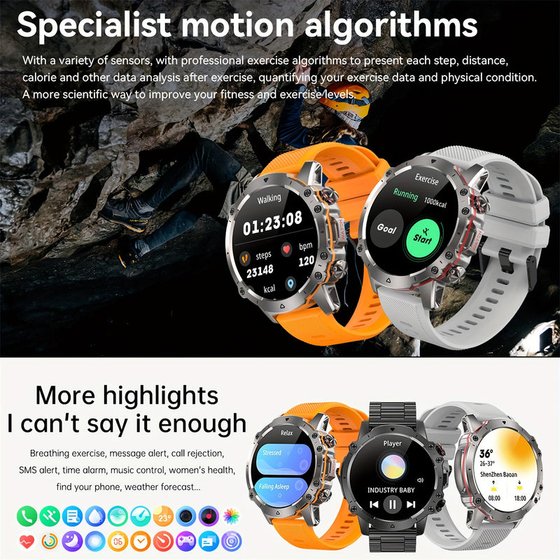 ZPIMY 1.43" AMOLED Smart Watch for Men (Make/Answer Call), Mens Smartwatches, Hands-Free Calling, Fitness Tracker Smartwatch for Android iPhones, Digital Watches Step Counter, 3 Straps (Silver) Silver