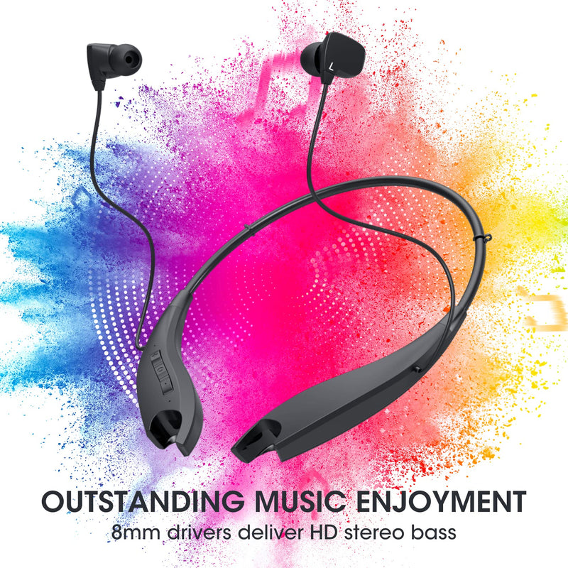 Neckband Bluetooth Headphones, 24H Playtime, Noise Isolation, 2 Pack | Around The Neck Headphones Shark Jaw Design, Bluetooth Headsets with Call Vibration, Earbuds Built-in Mic/IPX7 Black-2 Pack
