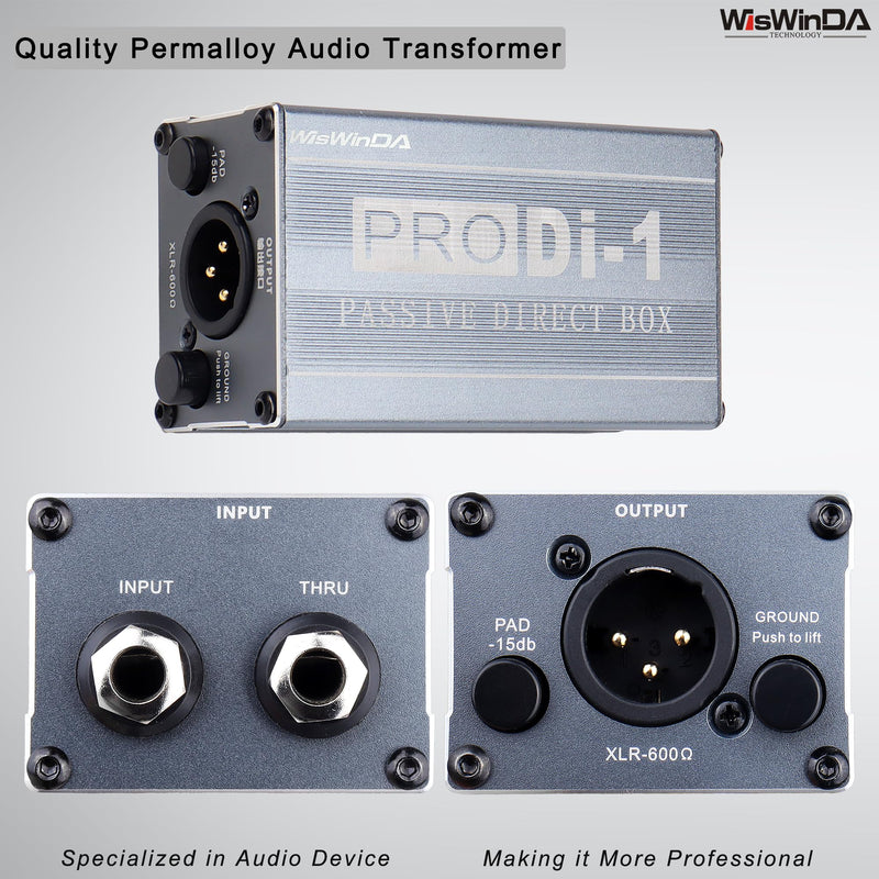 Passive Stereo Direct Box Single Channel Pro XLR Input 1/4” Output Low Distortion Free Phase Distortion for Musical Instruments (Single Channel Pro Passive Direct Box) Single Channel Pro Passive Direct Box