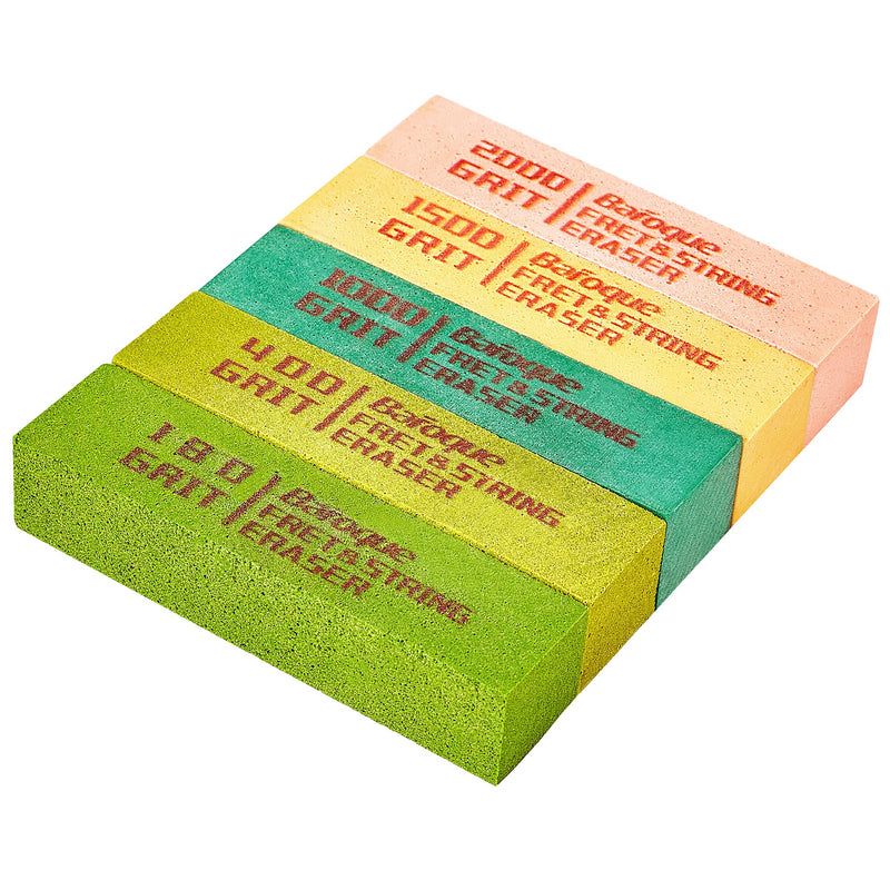Guitar Fret Erasers, Fret Polishing Abrasive Rubber Blocks, Fret Cleaner Kit, Fret Polish Kit for Fretwire String and Metal, Set of 5 Grits (180 & 400 & 1000 & 1500 & 2000 Grit) 180&400&1000&1500&2000 Grit
