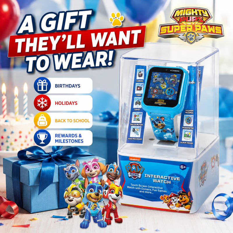 Accutime Paw Patrol Smart Watch with Camera for Kids and Toddlers - Interactive Smartwatch for Boys & Girls Featuring Games, Voice Recorder, Calculator, Pedometer, Alarm, Stopwatch, with USB Cable Blue