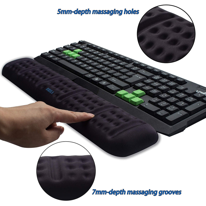BRILA Upgraded Ergonomic Keyboard and Mouse Wrist Rest Support Cushion Pad Set - Comfy Soft Memory Foam Gel Padding & Non-Slip Palm/Hand/Wrist Pain Relief Rest Pad for Office Work, PC Gaming, Laptop Black Bundle