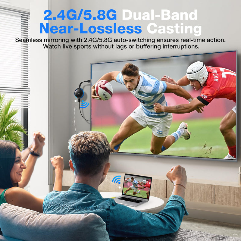 AIMIBO 4K Wireless HDMI Display Dongle Plug & Play | 2.4G/5G, AirPlay/Miracast/DLNA for iOS/Android/Windows/Mac. 65ft range, Cast Phone/Tablet/Laptop to TV/Monitor/Projector Blue