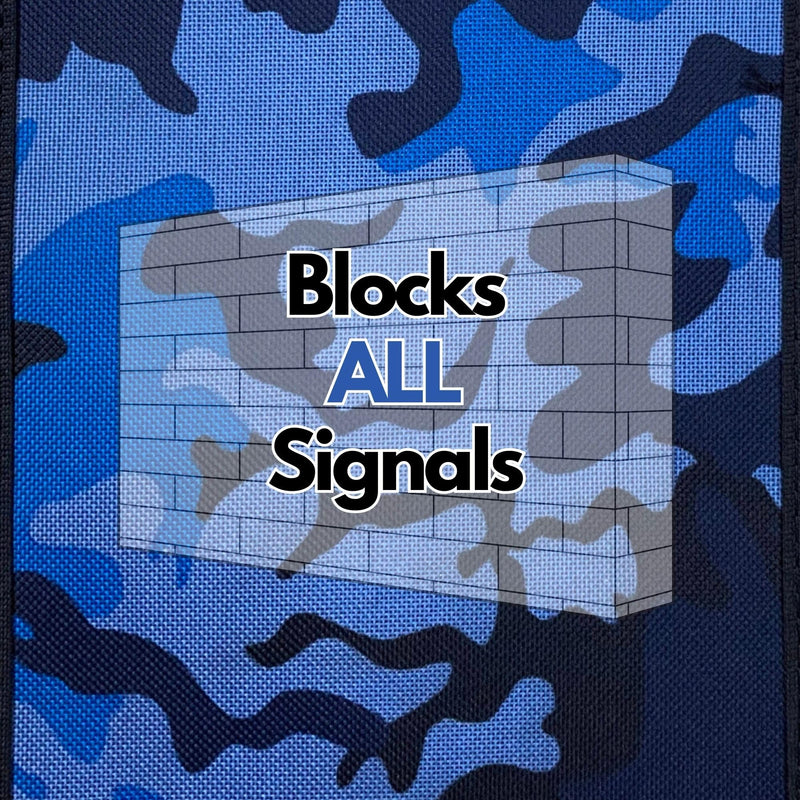 Faraday Bags for Phones and Car Key, Key Fob Signal Blocker, Signal Blocking Faraday Pouch, Cell Phone Signal Jammer, Anti-Theft Pouch Faraday Cage, Camo Blue Camouflage Blue