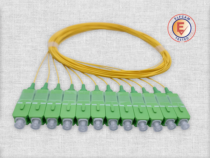 Elfcam® - 12-Fiber Single Mode SCA Pigtail 9/125um OS2, Yellow (SCA Yellow) OS2 SCA Yellow