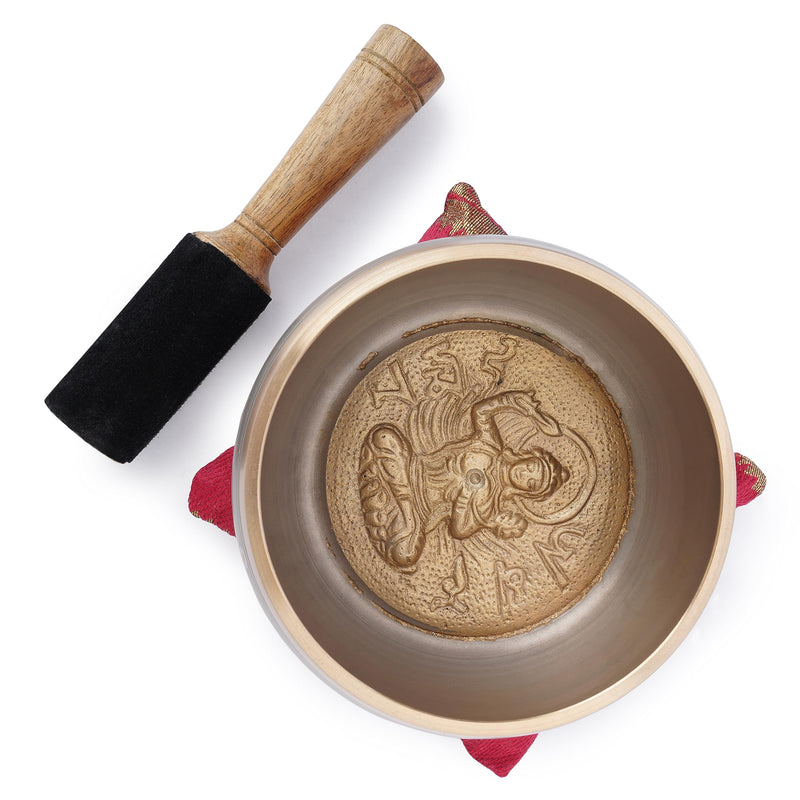 Ajuny Tibetan Singing Bowl Set for Meditation Yoga Chakra Healing Stress Relief Mindfulness Handmade Brass Sound Bowl with Stick and Cushion Unique Spiritual Gifts for Women & Men (Gold Beige) Gold-Beige