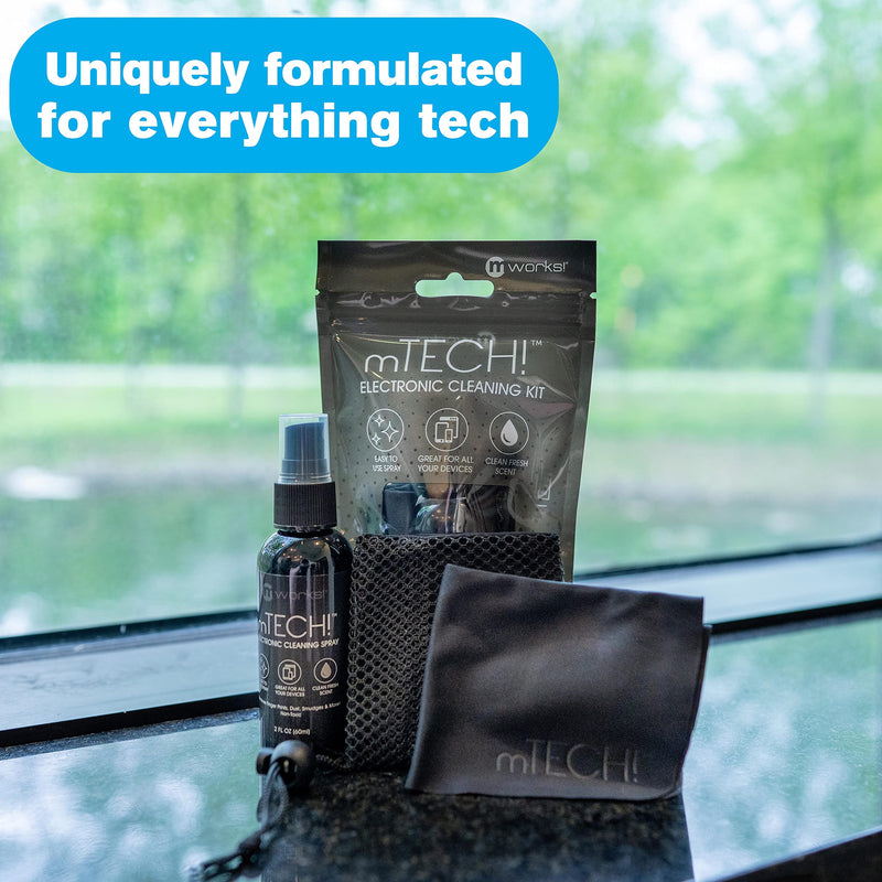 [AUSTRALIA] - mTech! Electronic Cleaning Kit with Spray Bottle & Cloth [Travel Size] Screen Cleaning Kit for Smartphones, Tablets, TVs, Laptops and All Tech with Plush Microfiber Cloth and Screen Shine Formula 