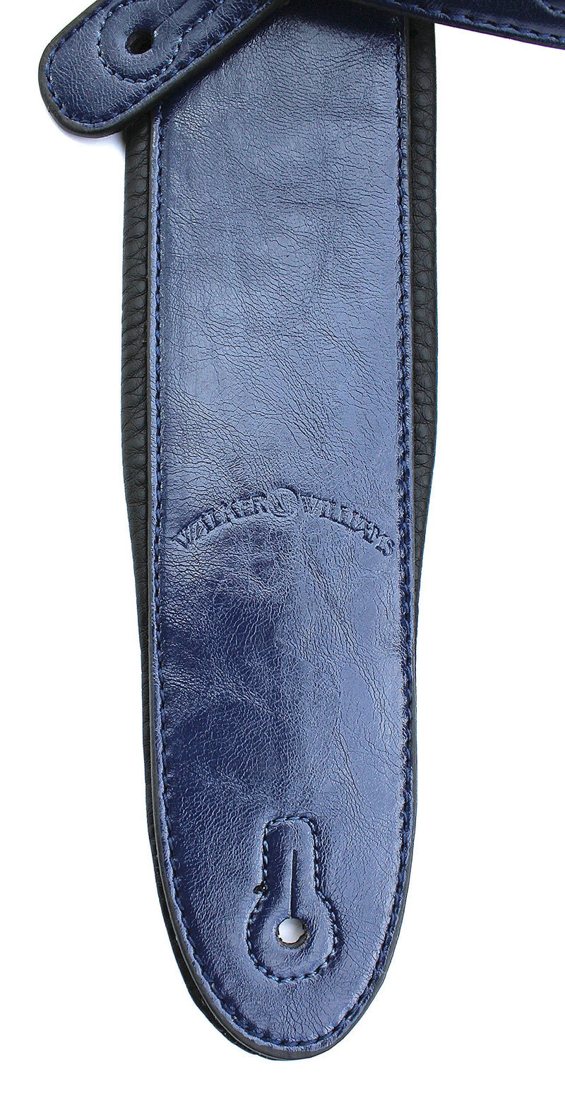 Walker & Williams G-25 Handmade Navy Blue Guitar Strap with Padded Glove Leather Back For Acoustic, Electric, And Bass Guitars