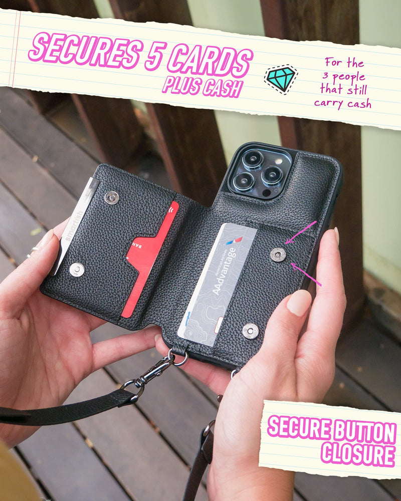 Smartish iPhone 14 Pro Max Crossbody Wallet Case - Dancing Queen [Purse/Clutch with Detachable Strap & Wristlet] Protective Cover with Credit Card Holder - Catch The Bouqet [Catch the Bouqet]