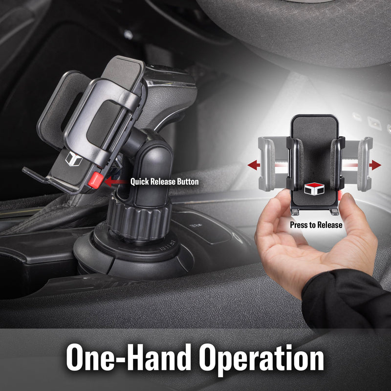 Tuff Tech Cradle Cup Mount Phone Holder, Fits Most Smartphones | 360-Degree Rotation, Articulating Arm, Spring-Loaded Cradle, Fits Most Cars, Trucks, and SUVs Medium to Large