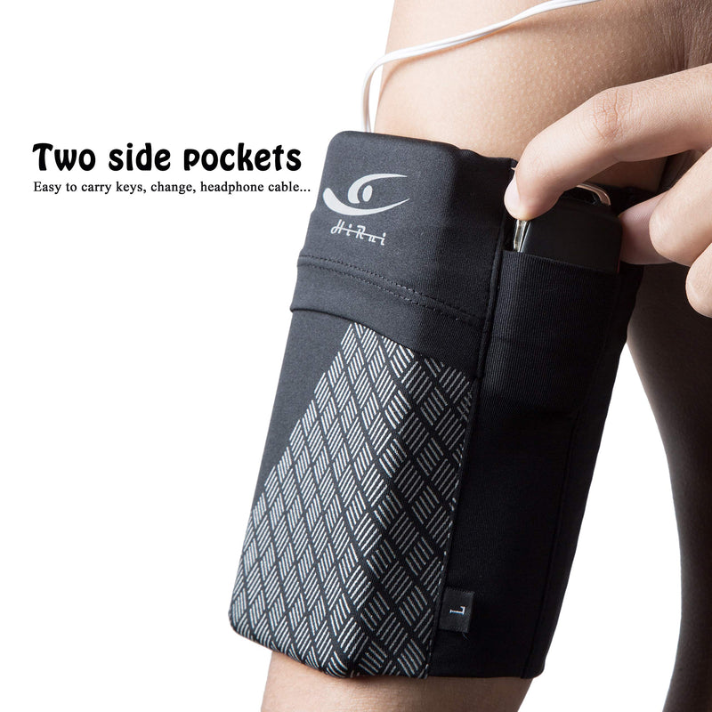 HiRui Universal Sports Armband Cell Phone Armband Sleeves Running Armband for Exercise Workout, Compatible with iPhone 14/14Plus/Pro iPhone 13/12/11 Samsung Galaxy All Phones (Large, Black) Large