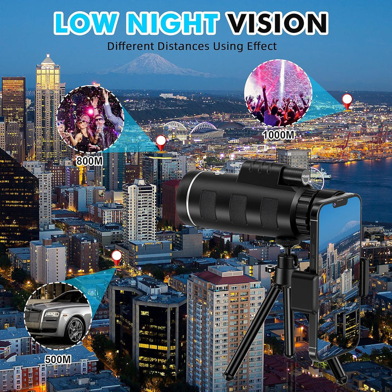 40x60 Monocular Telescope for Adults, Compact HD Monocular for Sports Events, Soccer Games, Concerts, Birdwatching, Hiking, Camping and Travel
