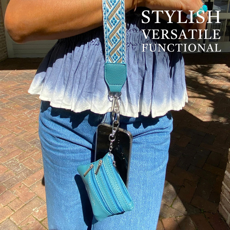 Save the Girls Clip & Go Phone Lanyard with Wallet Pouch, Peacock Blue | Crossbody Cell Phone Lanyard Strap with Zippered Wallet Pouch. Adjustable, Anti-Theft Hands-Free Phone Holder for Women.