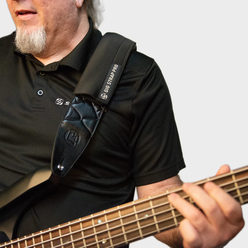 GIG STRAP PRO: World's Most Advanced Universal Guitar Strap Pad w/Patented acupressure technology, relieves shoulder & back pain, black