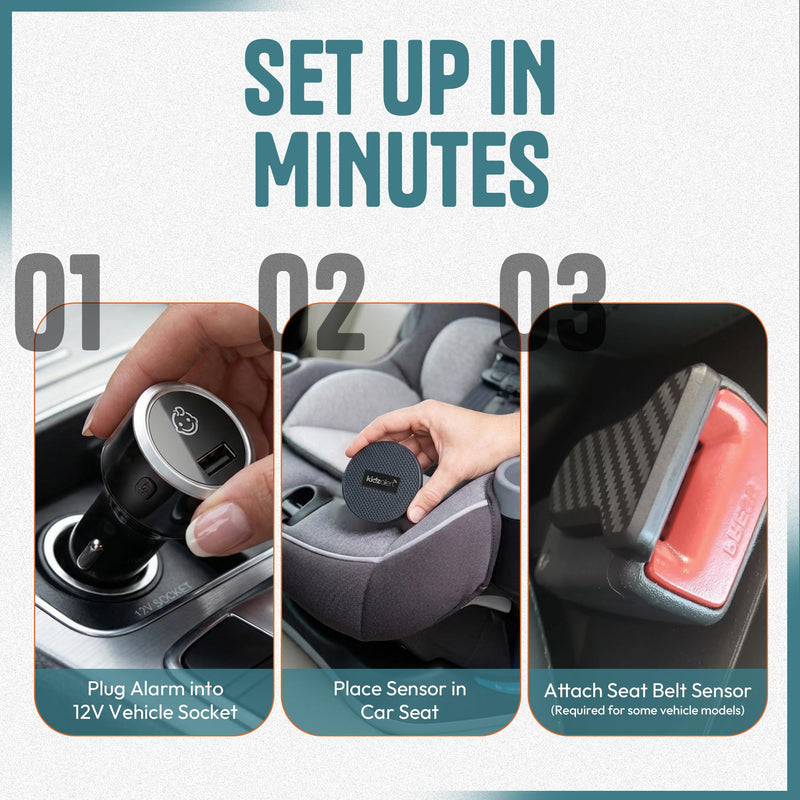 Car Seat Sensor Alarm, 1 Alarm + 1 Sensor | Automatic Child Detection Alert, Plug-in Installation, Single Sensor System for 1 Car Seat, No APP Required