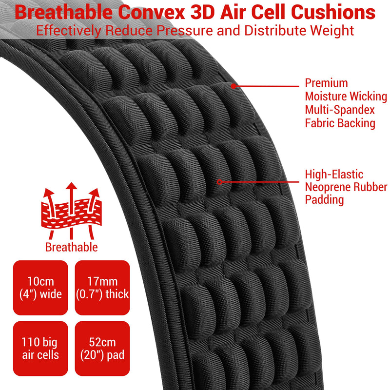 Amumu AIRCELL Bass & Guitar Strap 4" Ultra Wide - 0.7" Thick Breathable Convex 3D Air Cell Cushions - Neoprene Padding - Cotton Canvas Top - Adjustable Length 48"-63"(Long) Black 48"-63"(Long)
