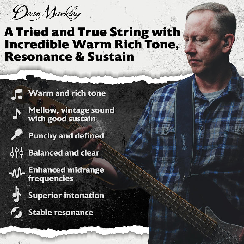Dean Markley NPS Blue Steel Bass Guitar Strings 4 String Set, 46-102 Custom Light 4 String Bass Guitar, Cryogenically Processed Steel Bass Strings with Warm Rich Tone, Made in the USA 4-String
