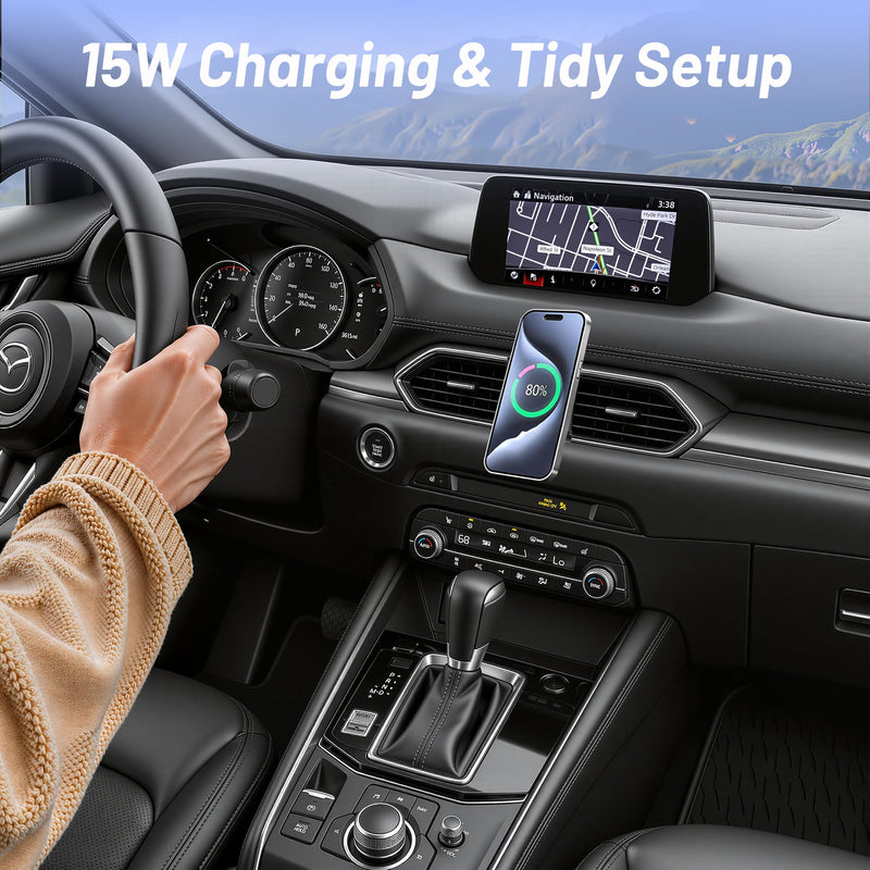 Car Mount for Mazda CX5 (2017-2025), Magnetic Phone Holder, Magsafe Car Mount Charger, Dashboard Phone Holder, 15W Wireless Fast Charging, Cell Phone Automobile Chargers, 2024 CX-5 Accessories Mazda CX5 | 2017-2025