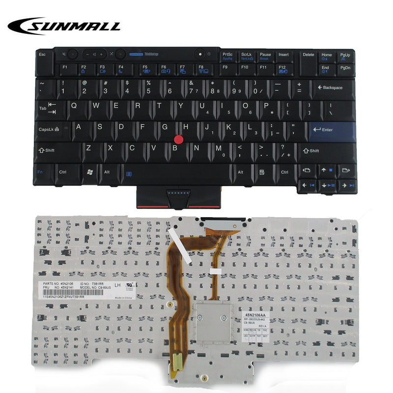 T410 Keyboard, SUNMALL New Laptop Keyboard with Pointer for Lenovo ThinkPad t410 t420 t510 t520 x220 t400 t420s US Layout Black