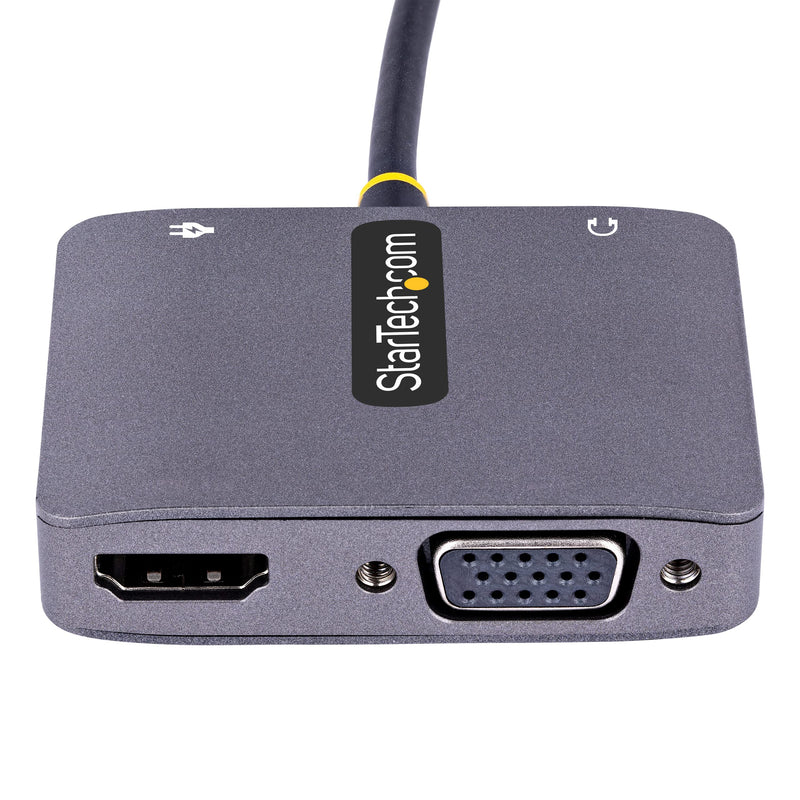 StarTech.com USB C Video Adapter, USB C to HDMI VGA Multiport Adapter w/ 3.5mm Audio Output, 4K 60Hz HDR, 100W PD 3.0, Thunderbolt 3/4 Compatible - USB C Display Travel Adapter (122-USBC-HDMI-4K-VGA)