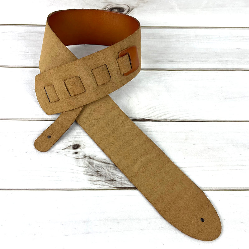 Walker & Williams SL-316 Premium Extra Wide 3" Saddle Tan Full Grain Leather Natural Finish Guitar Strap For Acoustic, Electric, And Bass Guitars