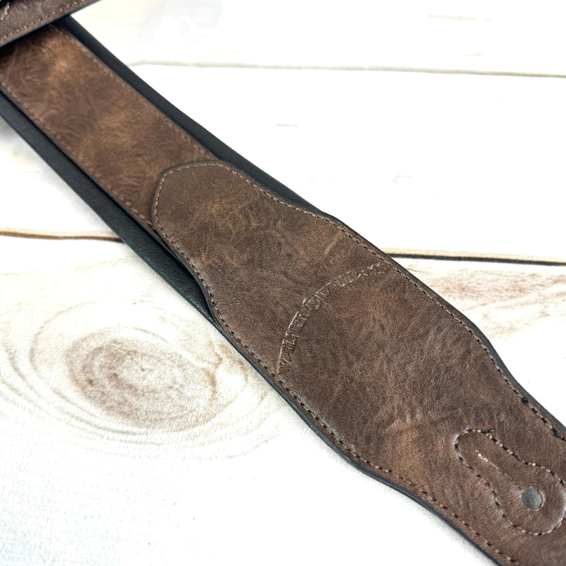 Walker & Williams G-108 Walnut Brown 2" Wide Guitar Strap with Padded Glove Leather Back For Acoustic, Electric, And Bass Guitars
