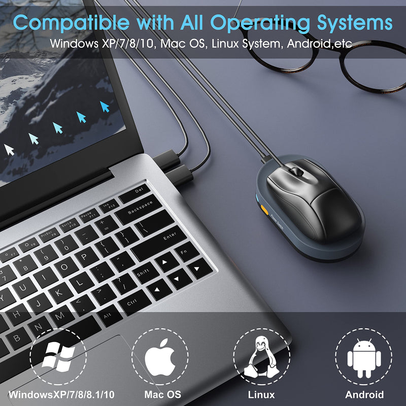 HONKID Undetectable Mouse Mover Jiggler with ON/Off Switch and USB Port Drive-Free,Simulate Physical Automatically Mouse Movement,Prevent Computer Laptop Inactive/Lockdown