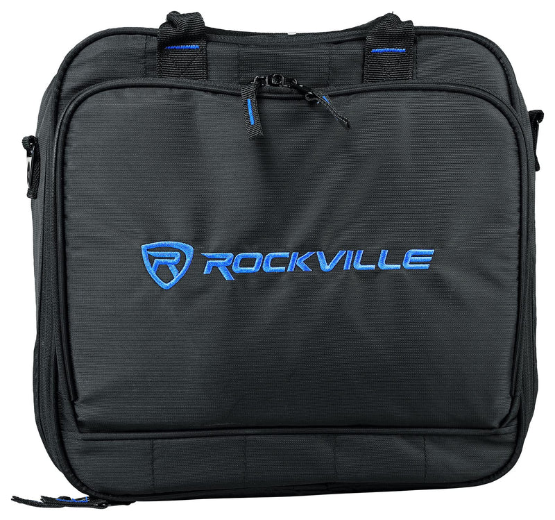 Rockville MB1313 DJ Gear Mixer Bag Case 13 x 13 x 6 Inches, Dual-Layer Foam Padding, YKK Zippers, Front Pocket, Adjustable Strap, for Mixers, Controllers, FX Pedals