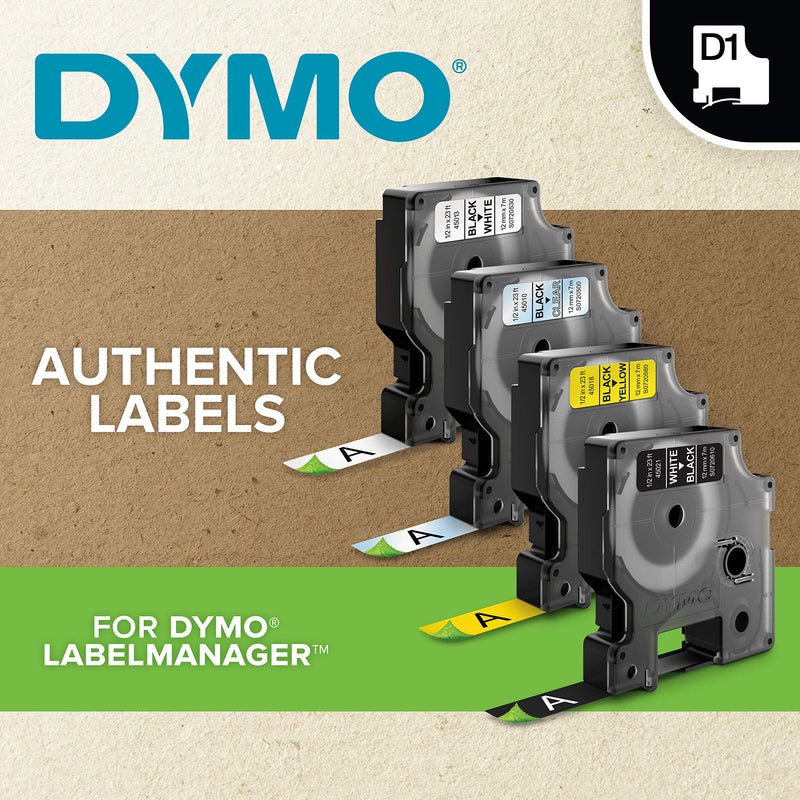 [AUSTRALIA] - DYMO D1 Labels, 1/2-Inch x 23-Foot Roll, Black Print on White, Self-Adhesive, For LabelManager Label Makers 1 Pack 